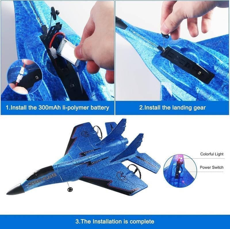 Beauenty Remote Control Airplane for Kids  Adults, Epp Foam RC Airplane Jet Aircraft, RC Glider Automatic Balance Gyro Plane with Night Light, Stunt RC Gift for Boys - Image 3